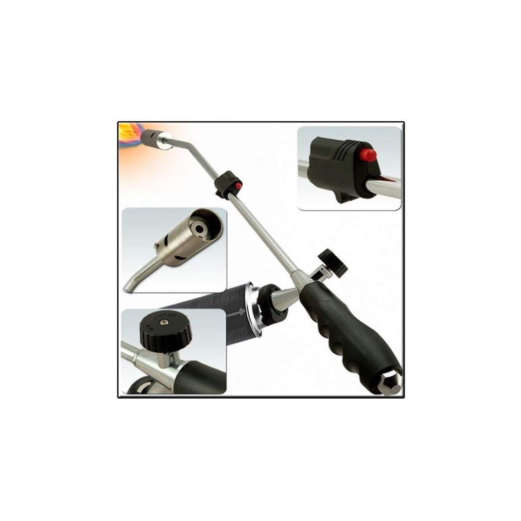 Voir la diapositive 2 : Kemper Desherbeur thermique piezo chalumeau gaz + 8 recharges gaz kemper