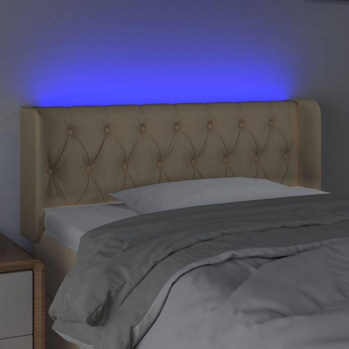 VIDAXL Tete de lit a LED Creme 103x16x78/88 cm Tissu