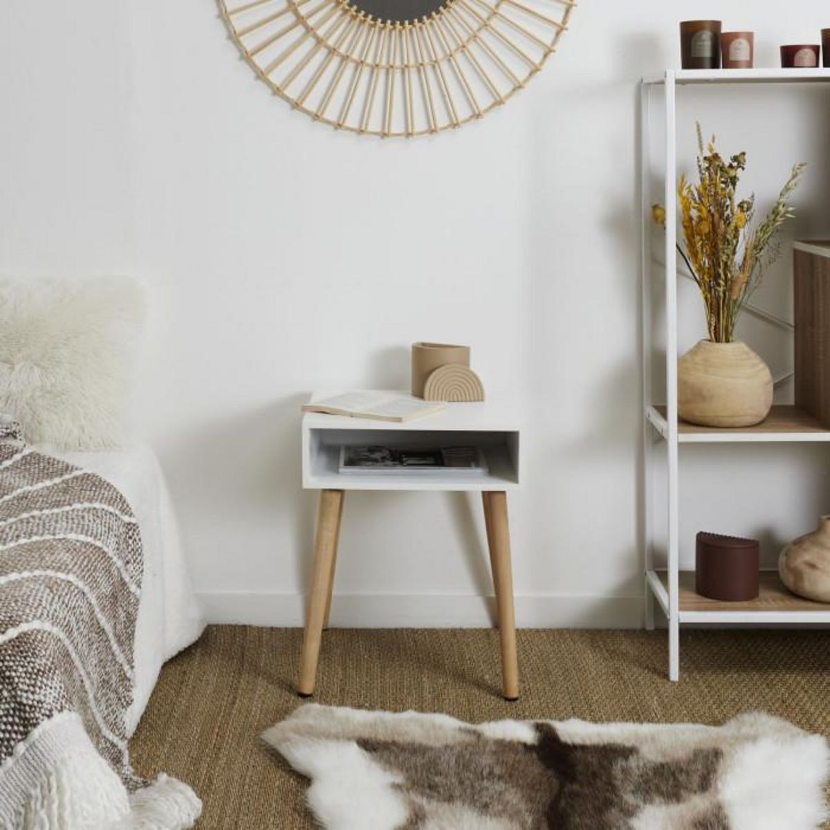 Paris Prix Table de Chevet  Niche  50cm Blanc