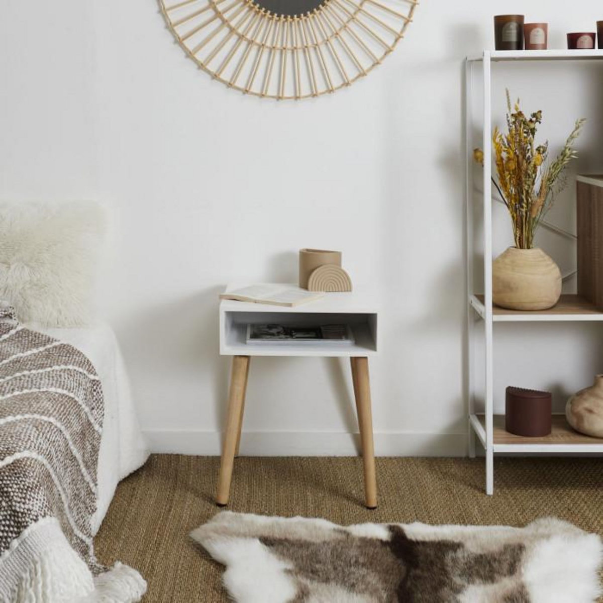 Paris Prix Table de Chevet  Niche  50cm Blanc