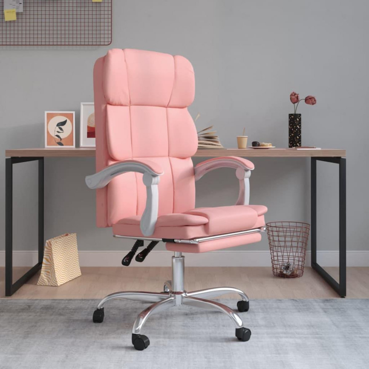 VIDAXL Fauteuil inclinable de bureau Rose Similicuir