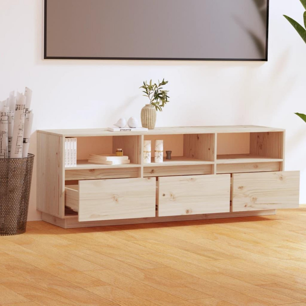 VIDAXL Meuble TV 140x37x50 cm Bois de pin massif