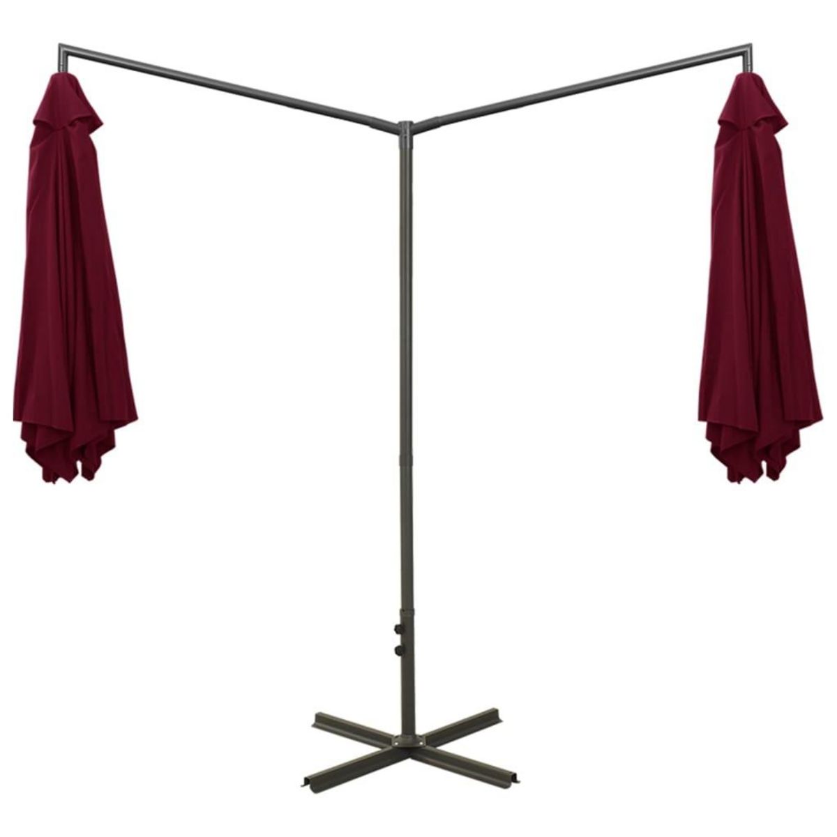 VIDAXL Parasol de jardin double et mat en acier Rouge bordeaux 600 cm
