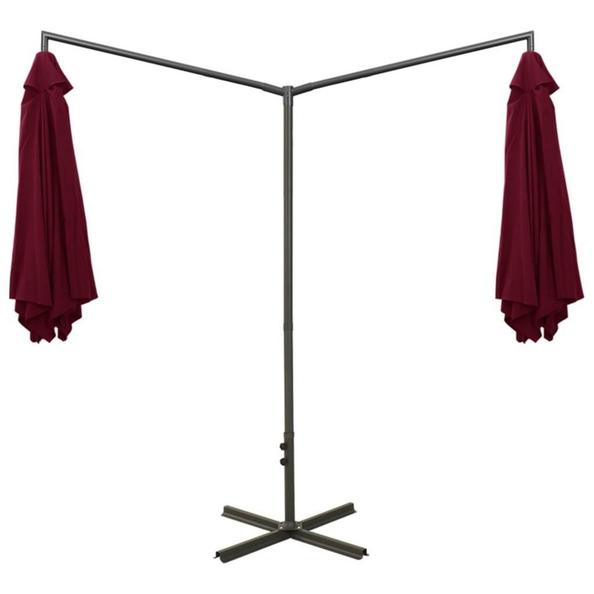 VIDAXL Parasol de jardin double et mat en acier Rouge bordeaux 600 cm