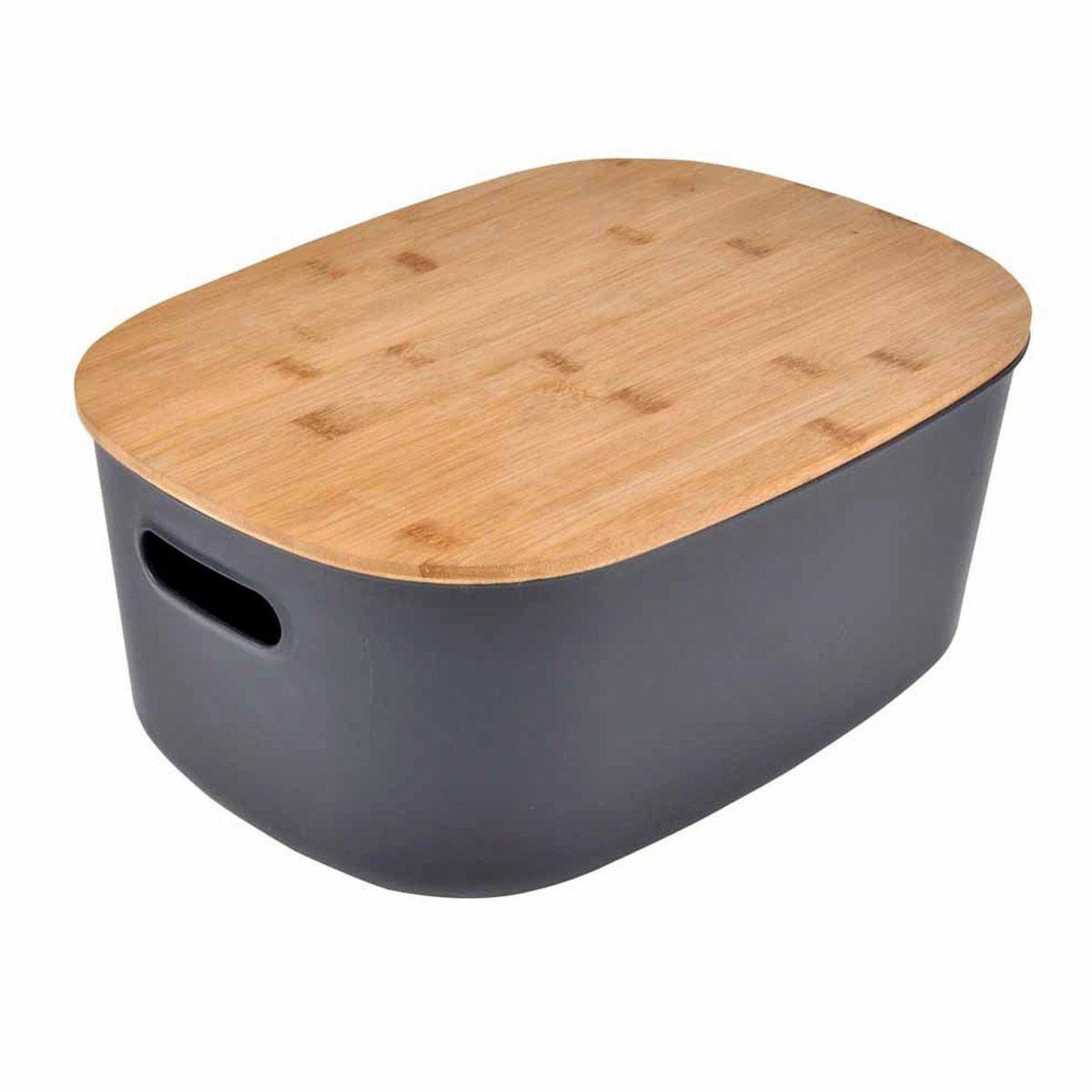 HOMEA Boîte de rangement  bambou  18l anthracite
