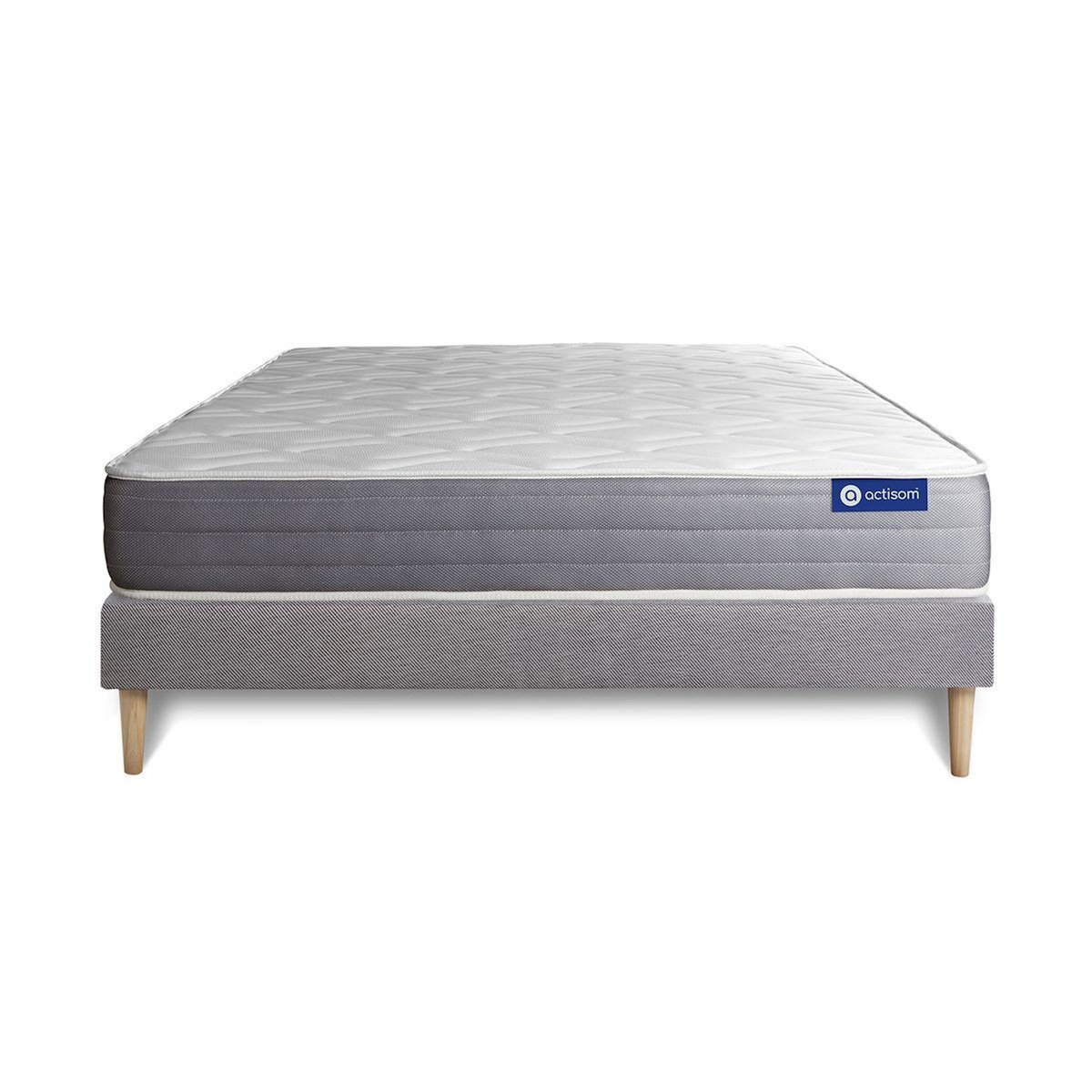 ACTISOM Ensemble matelas ACTIFLEX DREAM Ressorts ensachés et mémoire de forme 200x200 cm 5zones de confort + sommier KIT gris