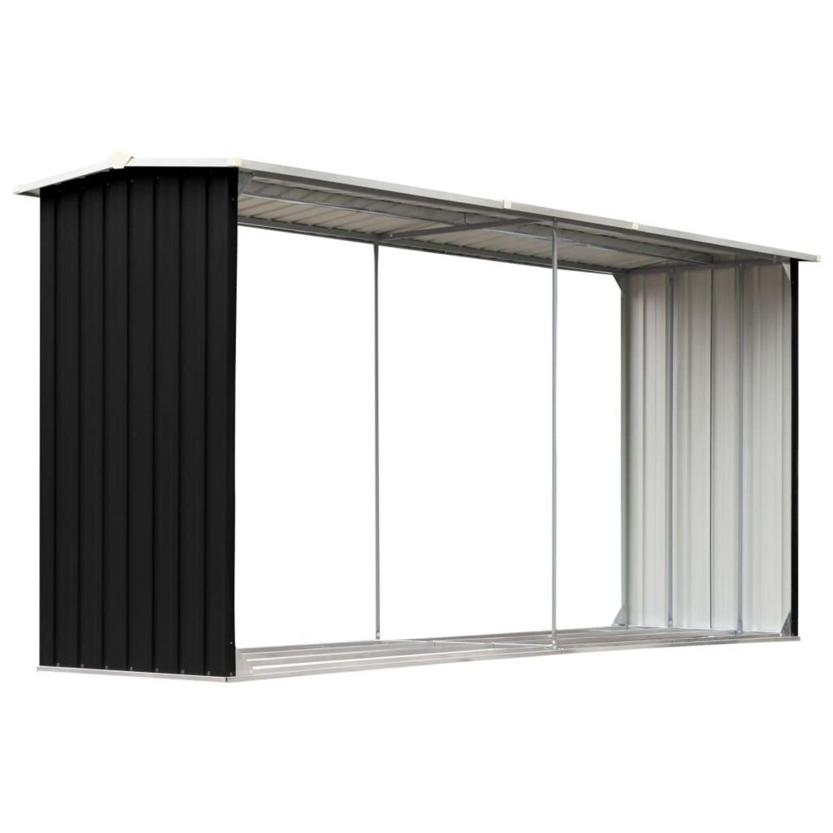 VIDAXL Abri de stockage a bois Acier galvanise 330x92x153cm Anthracite