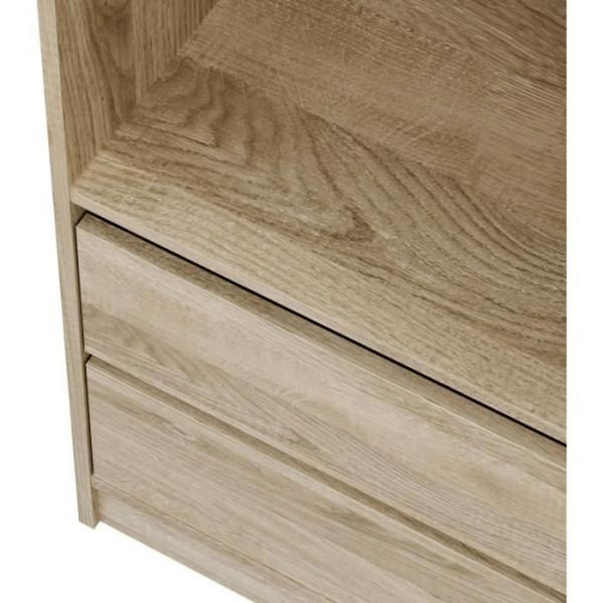 MARKET24 Dressing - Décor Chene - 2 tiroirs - 2 étageres - 1 tringle - L50 x P57 x H200 cm