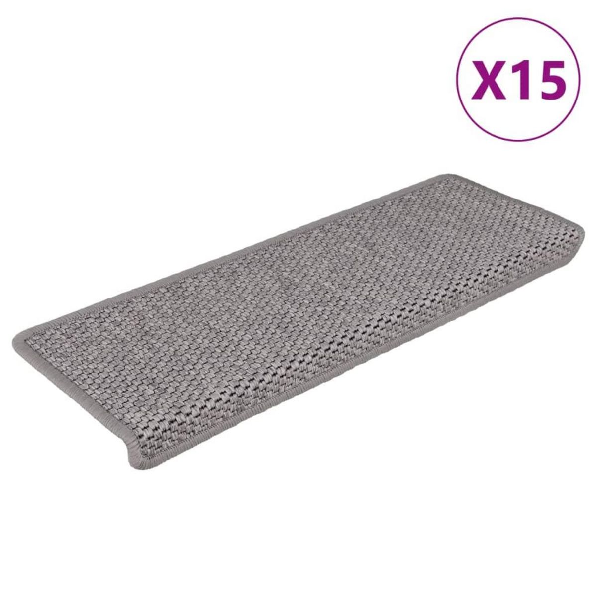 VIDAXL Tapis d'escalier autocollants 15 pcs 65x21x4 cm Argente