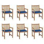 VIDAXL Chaises de jardin lot de 6 et coussins bleu royal Bois de teck