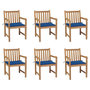 Voir la diapositive 1 : VIDAXL Chaises de jardin lot de 6 et coussins bleu royal Bois de teck
