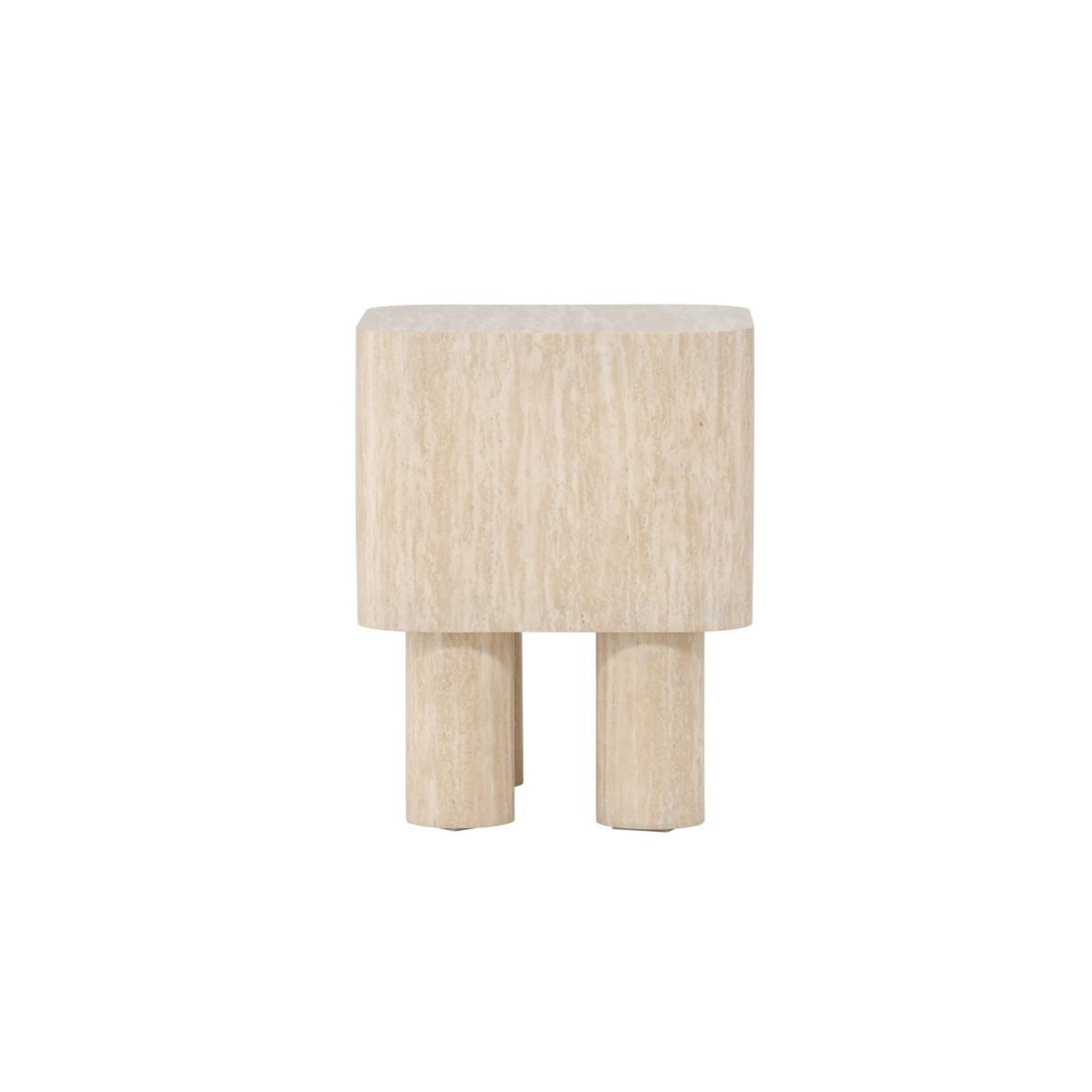 Voir la diapositive 2 : Paris Prix Table d'Appoint Effet Travertin  Klirou  50cm Beige
