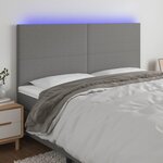 VIDAXL Tete de lit a LED Gris fonce 200x5x118/128 cm Tissu