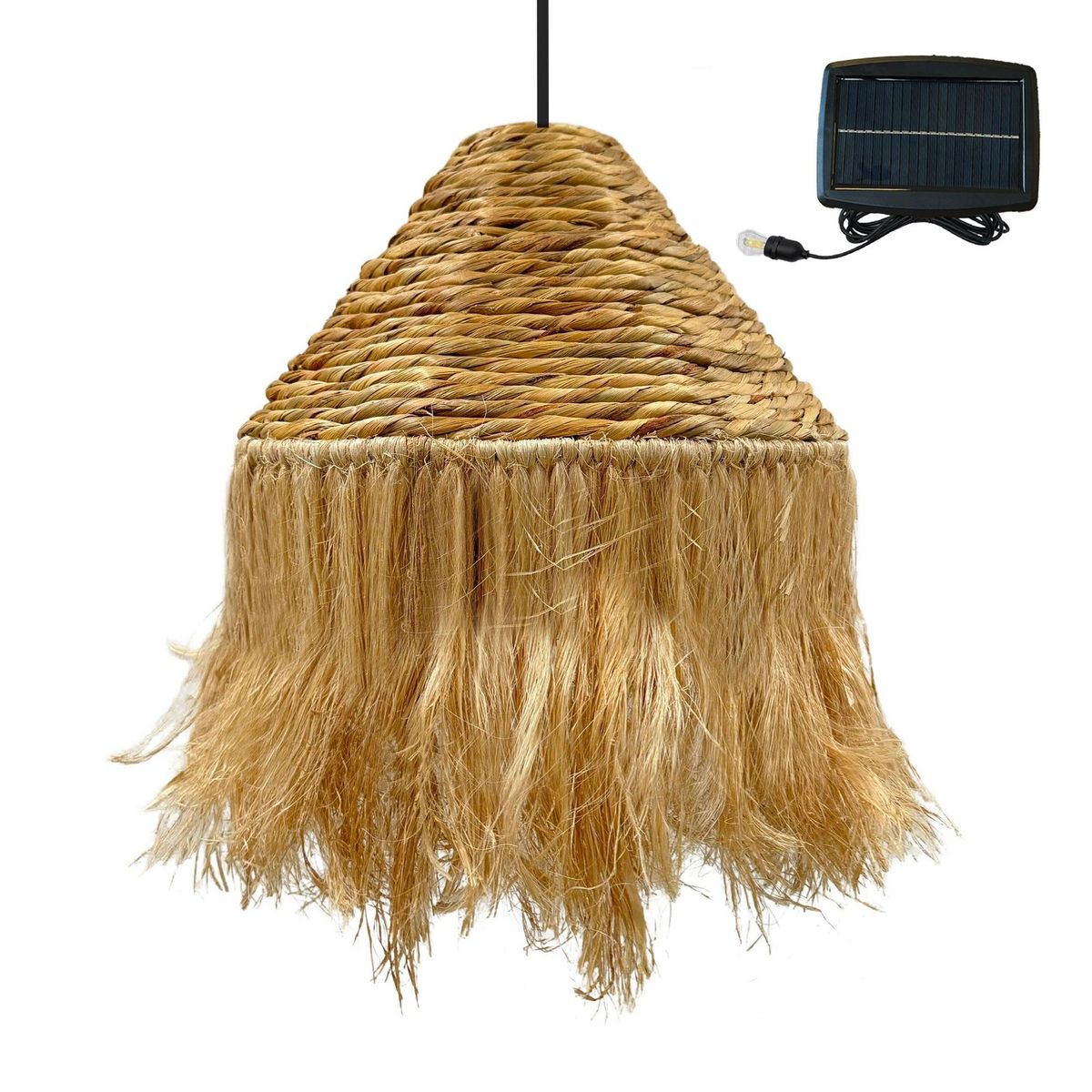 Lumisky Suspension solaire bohème LEONORA Beige Fibre naturelle D44 cm