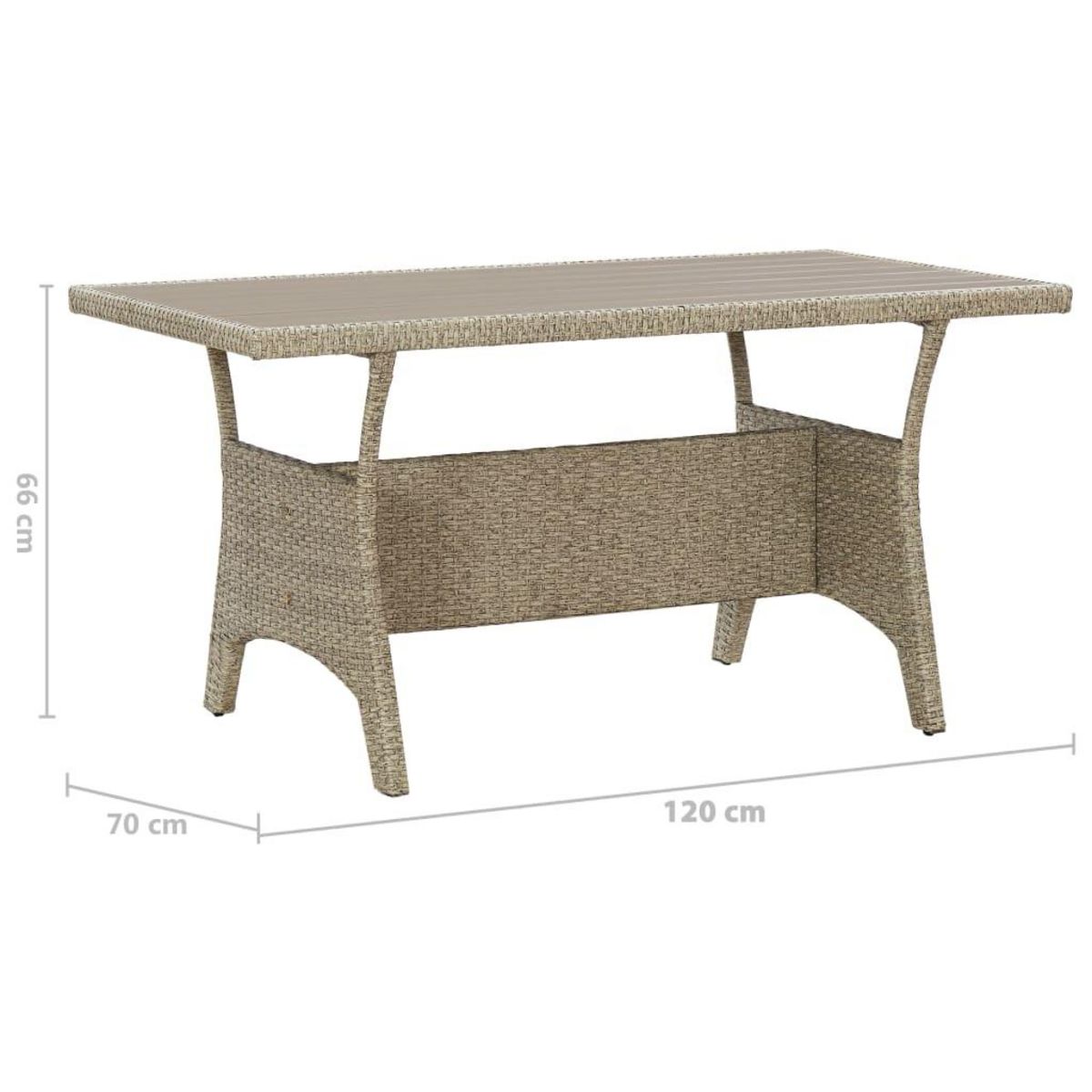 VIDAXL Table de jardin Gris 120x70x66 cm Resine tressee