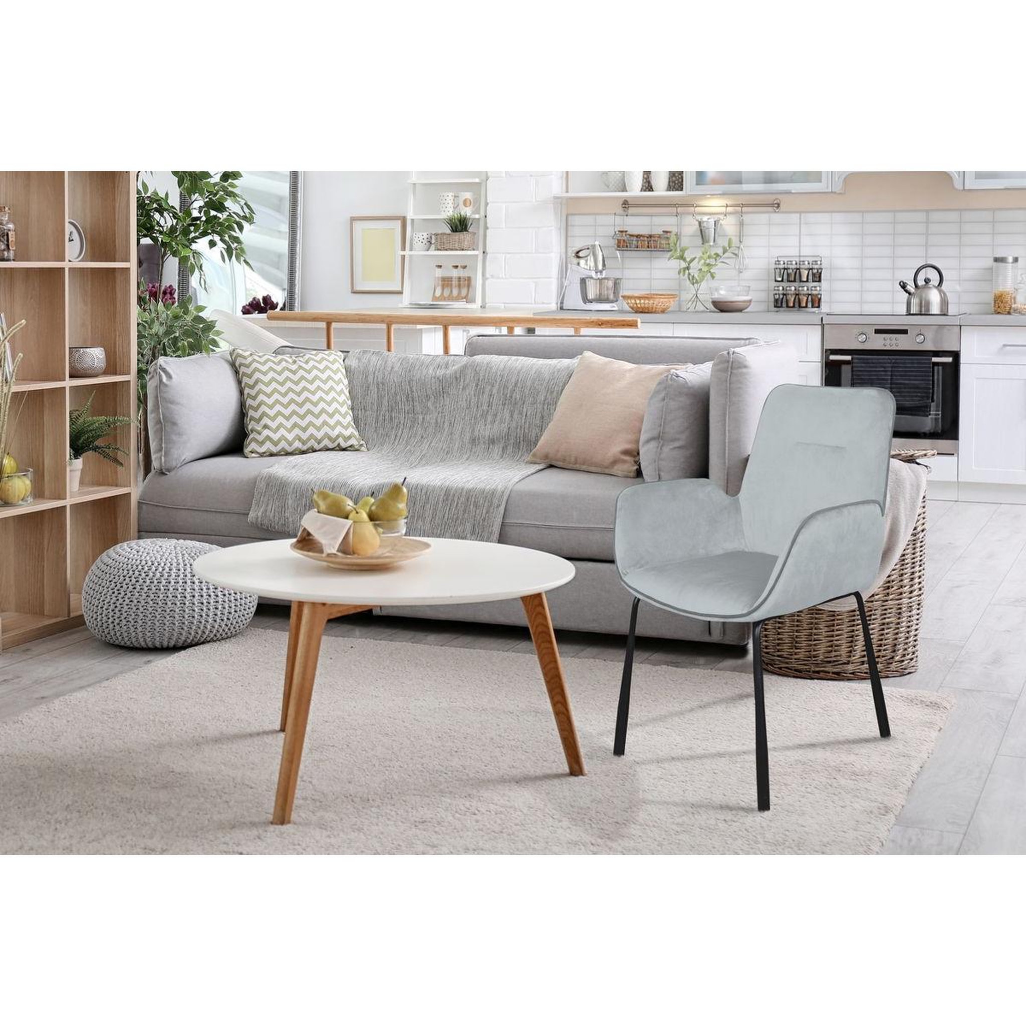 Voir la diapositive 2 : Paris Prix Chaise design en velours  eliot  87cm gris