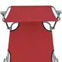 VIDAXL Chaise longue pliable avec auvent Rouge Aluminium