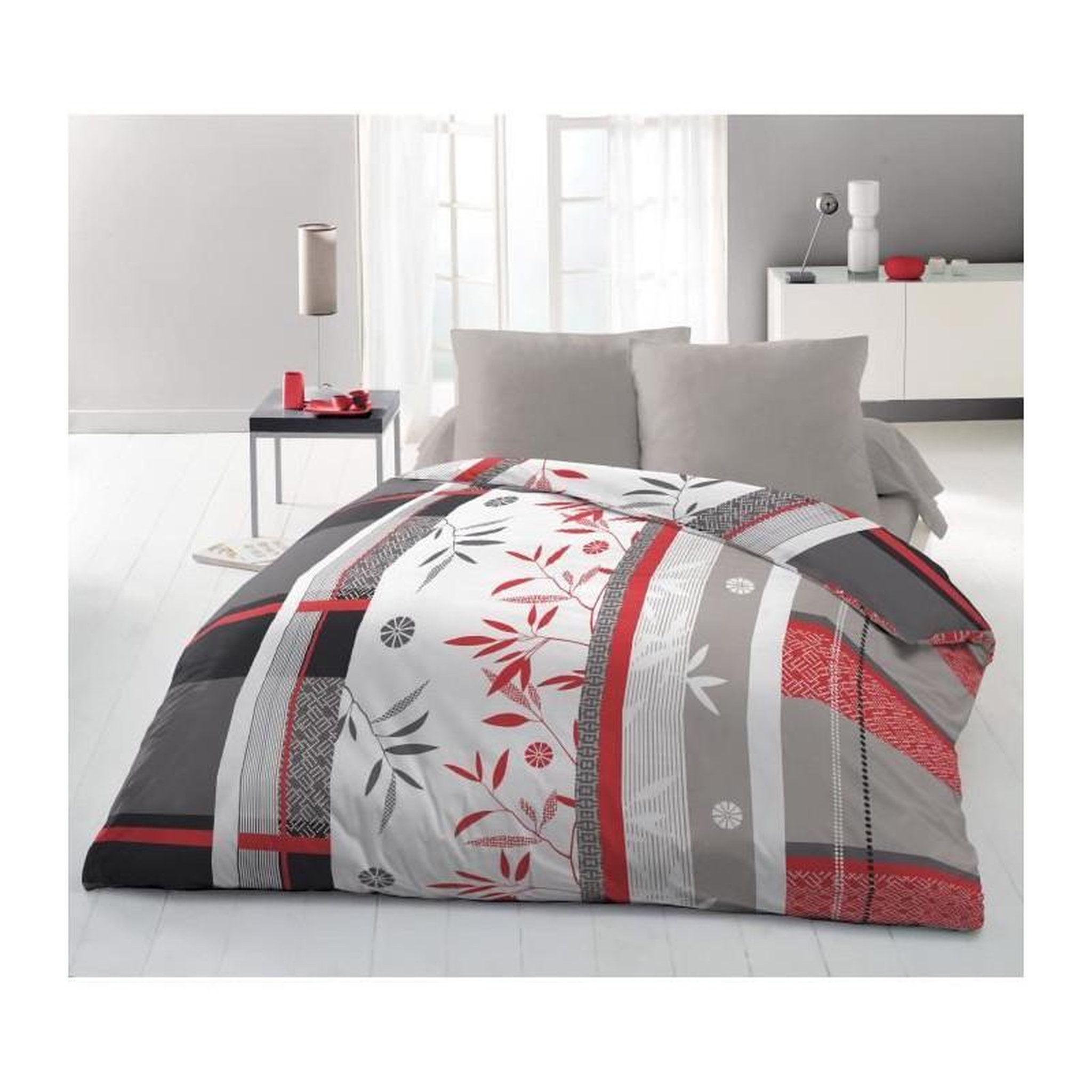 Voir la diapositive 2 : HOME LINGE PASSION Parure de lit microfibre - HOME LINGE PASSION - SHIZUOKA - Housse 220 x 240 cm + 2 taies d'oreiller 63 x 63 cm - Bleu
