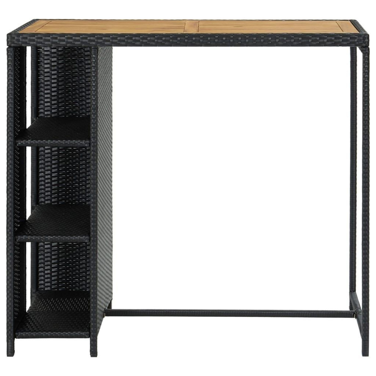 VIDAXL Table de bar avec rangement Noir 120x60x110 cm Resine tressee