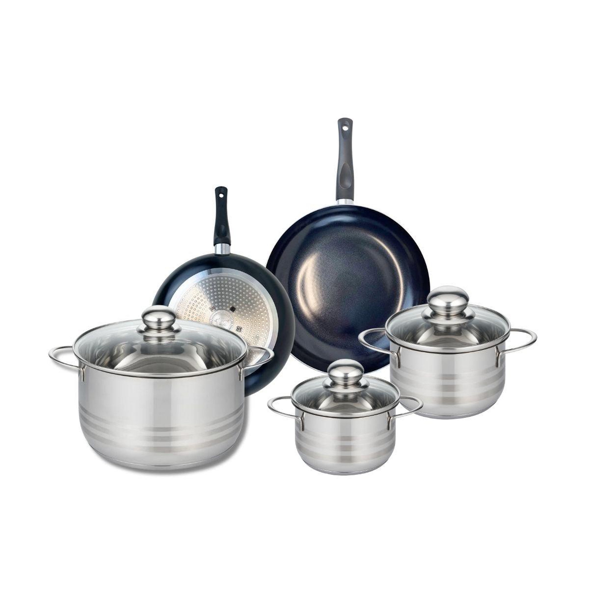 ELO Ensemble de 2 poêles de cuisson 20 et 24 cm et 3 faitouts 14, 16 et 24 cm elo prima brillant