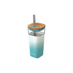QUOKKA Gobelet Quokka 540 ml bleu sarcelle avec couvercle bambou et paille inox