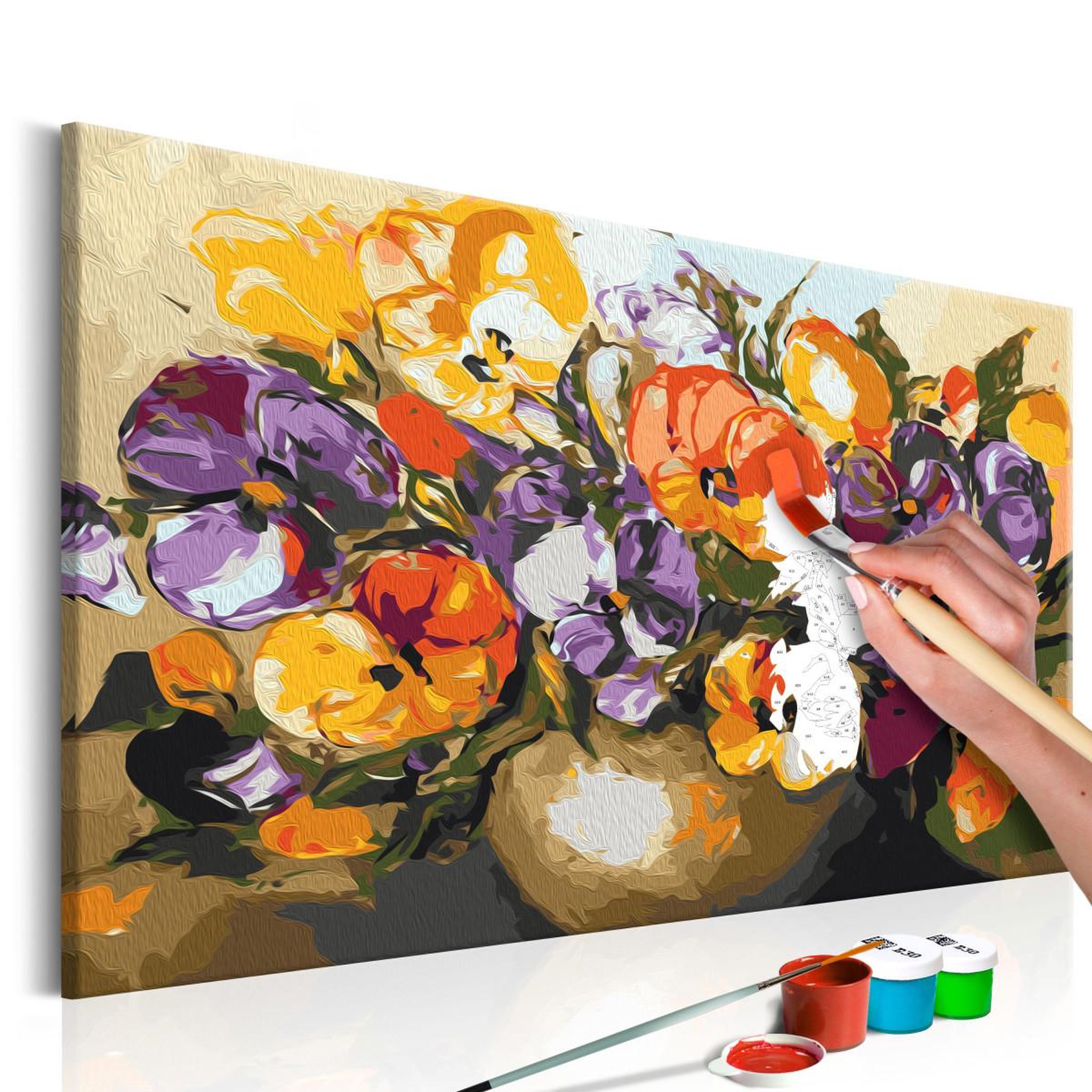 Voir la diapositive 1 : Paris Prix Tableau à peindre soi-même  violas dans un vase  40x60cm