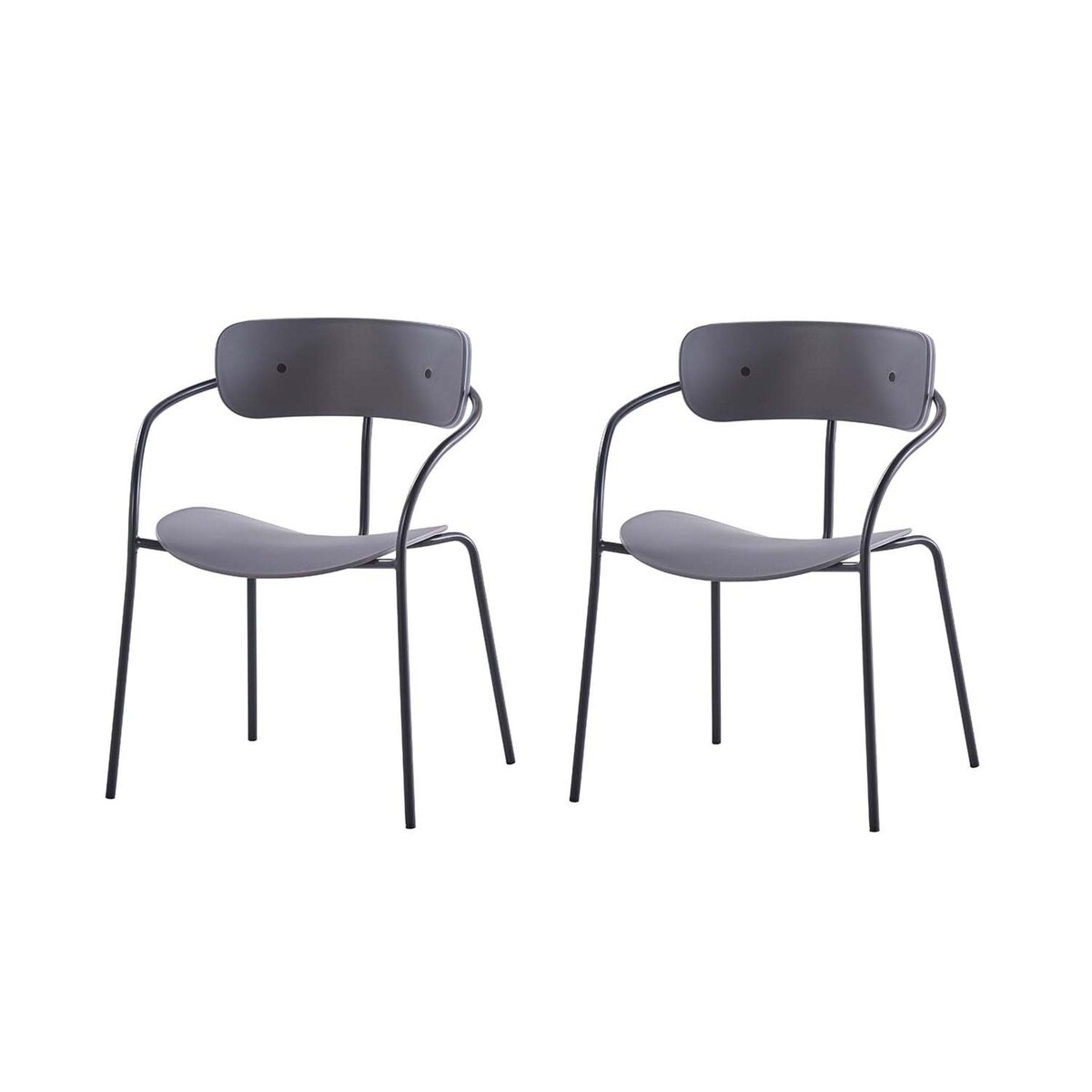 CONCEPT USINE Lot de 2 chaises design gris foncé ALEXIA