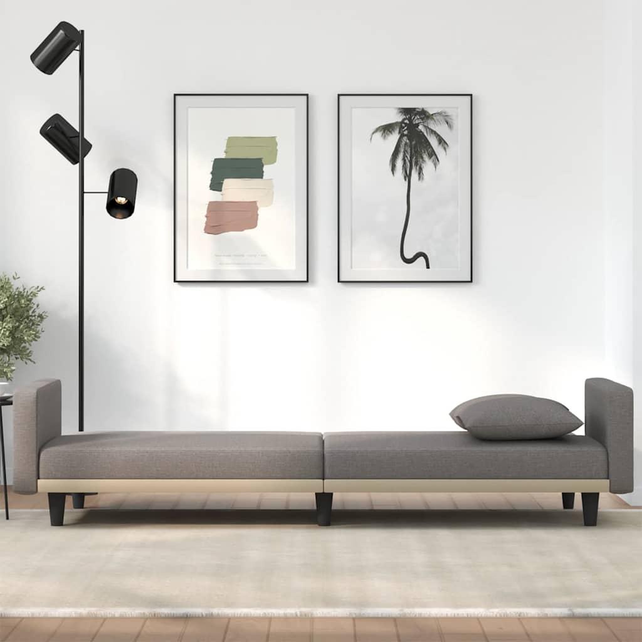 Voir la diapositive 3 : VIDAXL Canape-lit avec coussins taupe tissu
