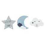 Atmosphera Kids Lot de 3 patères pour enfant en MDF. Coloris disponibles : Bleu