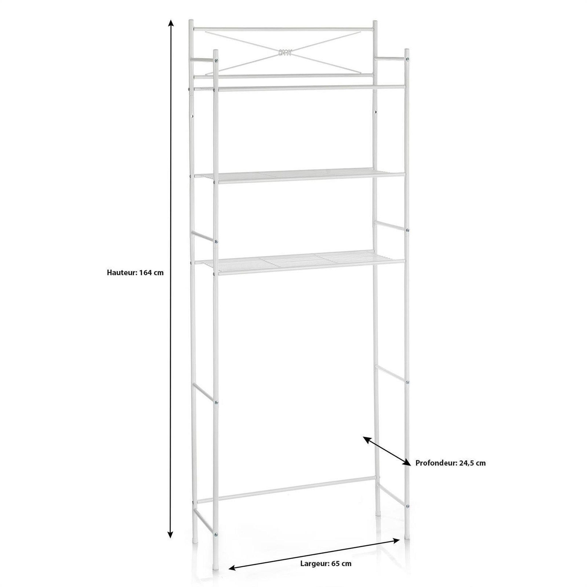 Voir la diapositive 4 : IDIMEX Etagère de salle de bain marsa, rangement pour wc/lave-linge, en métal