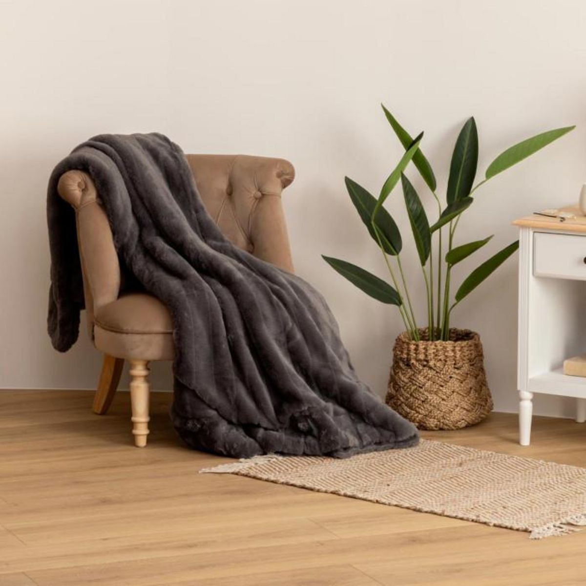 ATMOSPHERA Plaid Fourrure  Manoir  180x230cm Gris