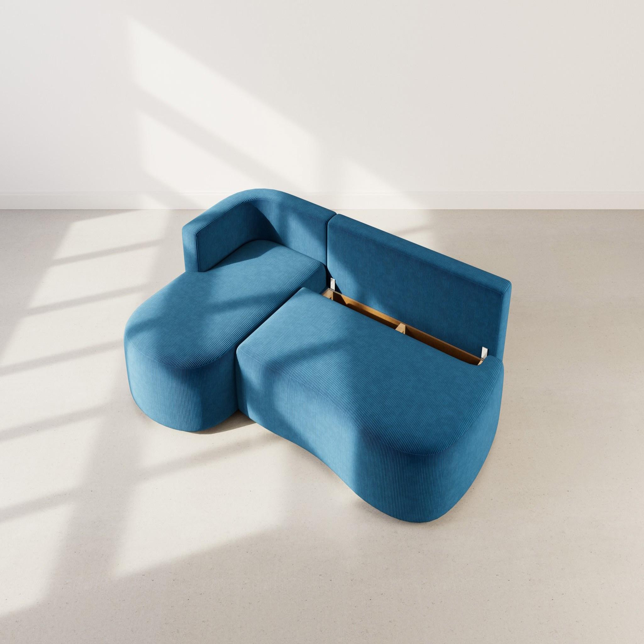 Voir la diapositive 3 : BEST MOBILIER Mahina - canapé d'angle gauche 4 places convertible avec coffre en velours côtelé