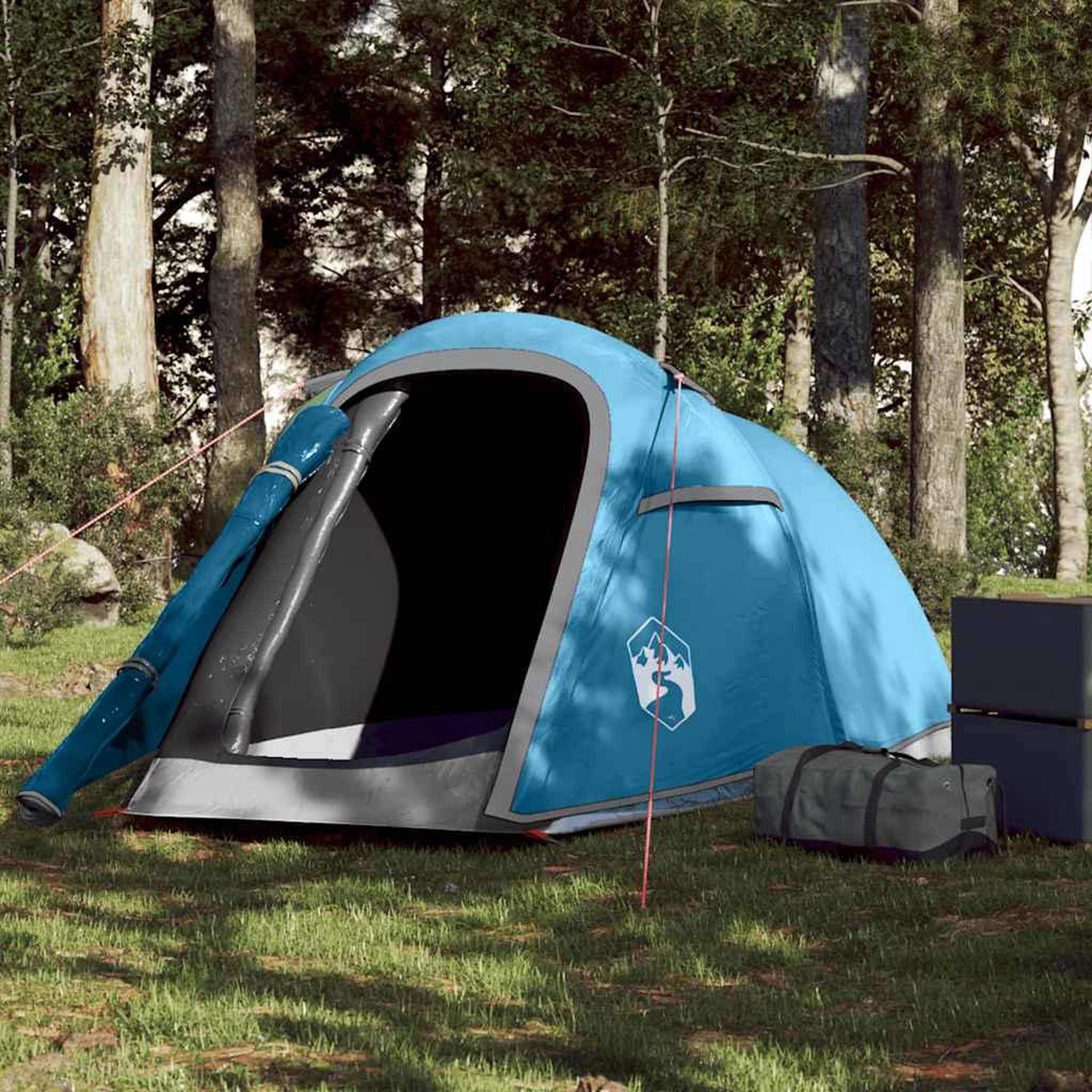 VIDAXL Tente de camping tunnel 2 personnes bleu impermeable