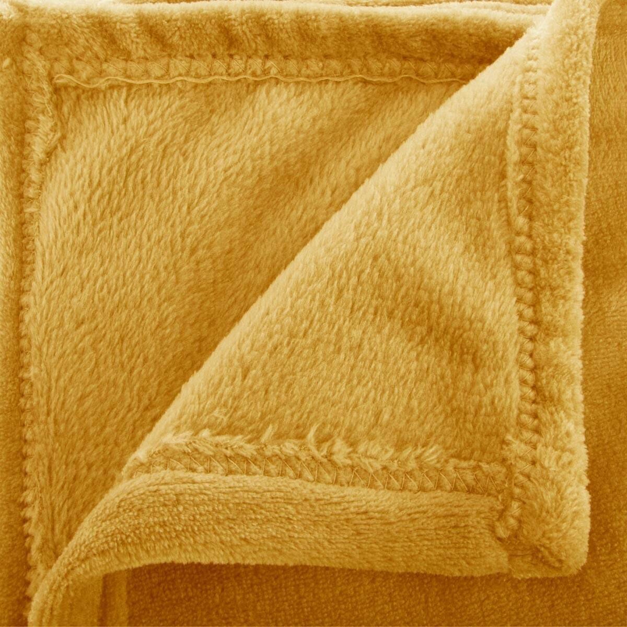 Voir la diapositive 2 : ATMOSPHERA Plaid doux uni  flanel  125x150cm ocre