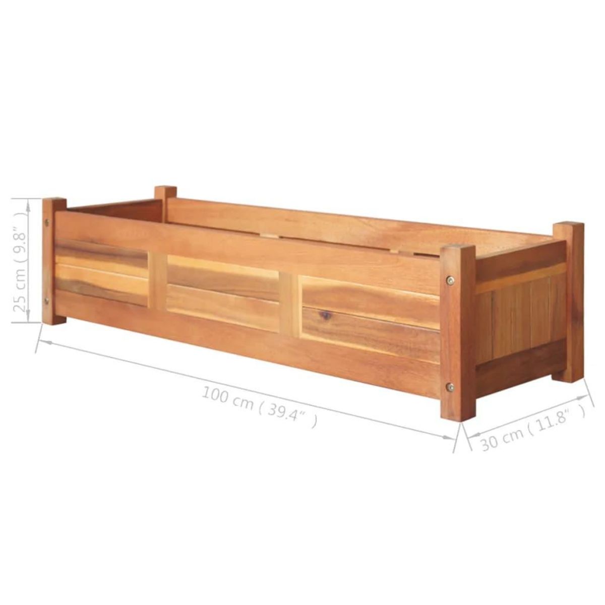VIDAXL Lits sureleves de jardin 2 pcs Bois d'acacia 100x30x25 cm