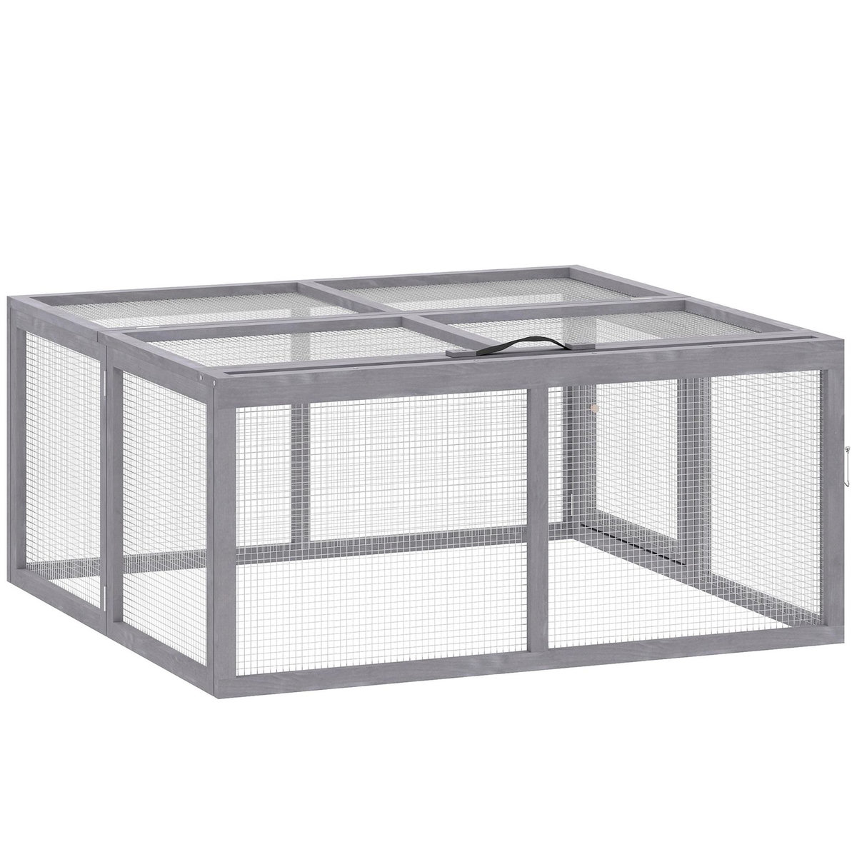 PAWHUT Clapier bois pliable portable - cage à lapin enclos 1,2m² - gris