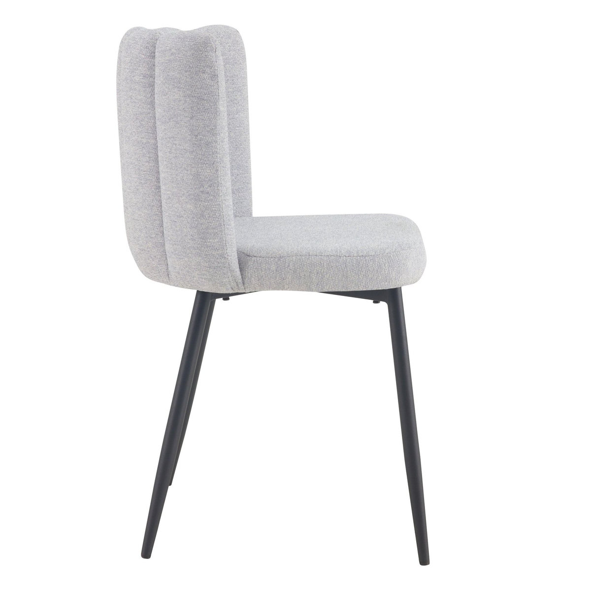Rendez vous déco Lot de 2 chaises en tissu gris et pieds en métal noir-Rosy