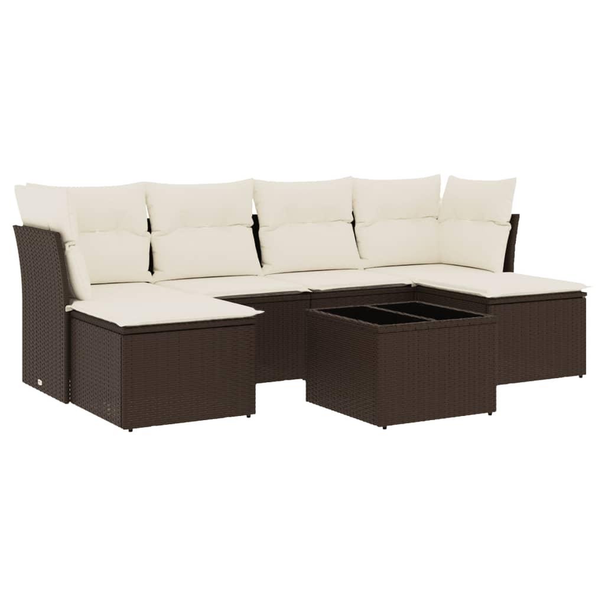 Voir la diapositive 2 : VIDAXL Salon de jardin avec coussins 7 pcs marron resine tressee