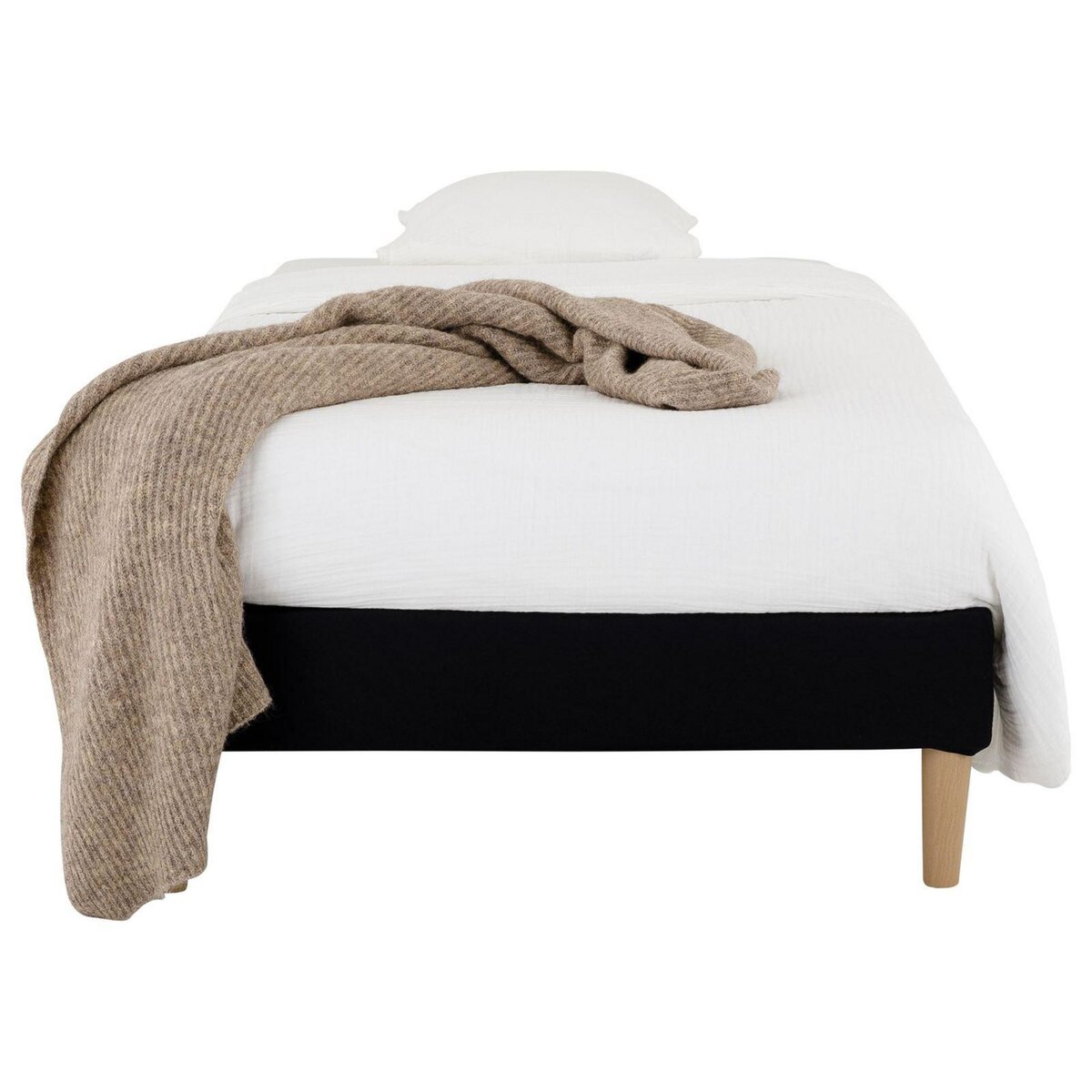 IDIMEX Sommier tapissier PAIMPOL 90 x 190 cm revêtement tissu