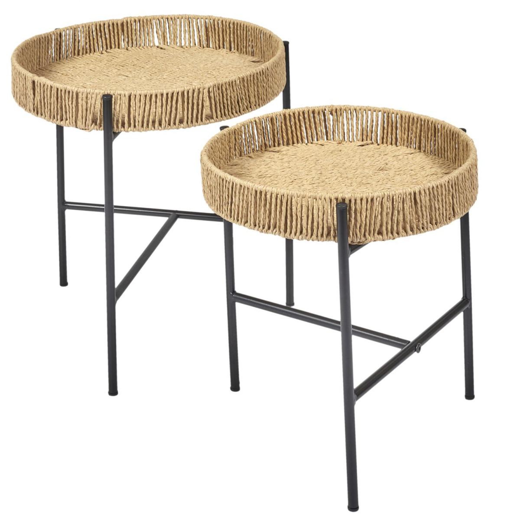 The Home Deco Factory Lot de 2 tables gigognes  pampa  42cm naturel