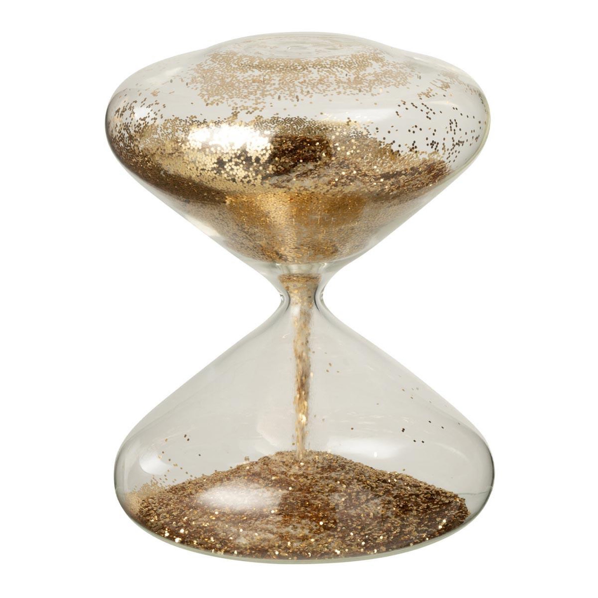 J-LINE Sablier déco en verre  paillettes  18cm doré