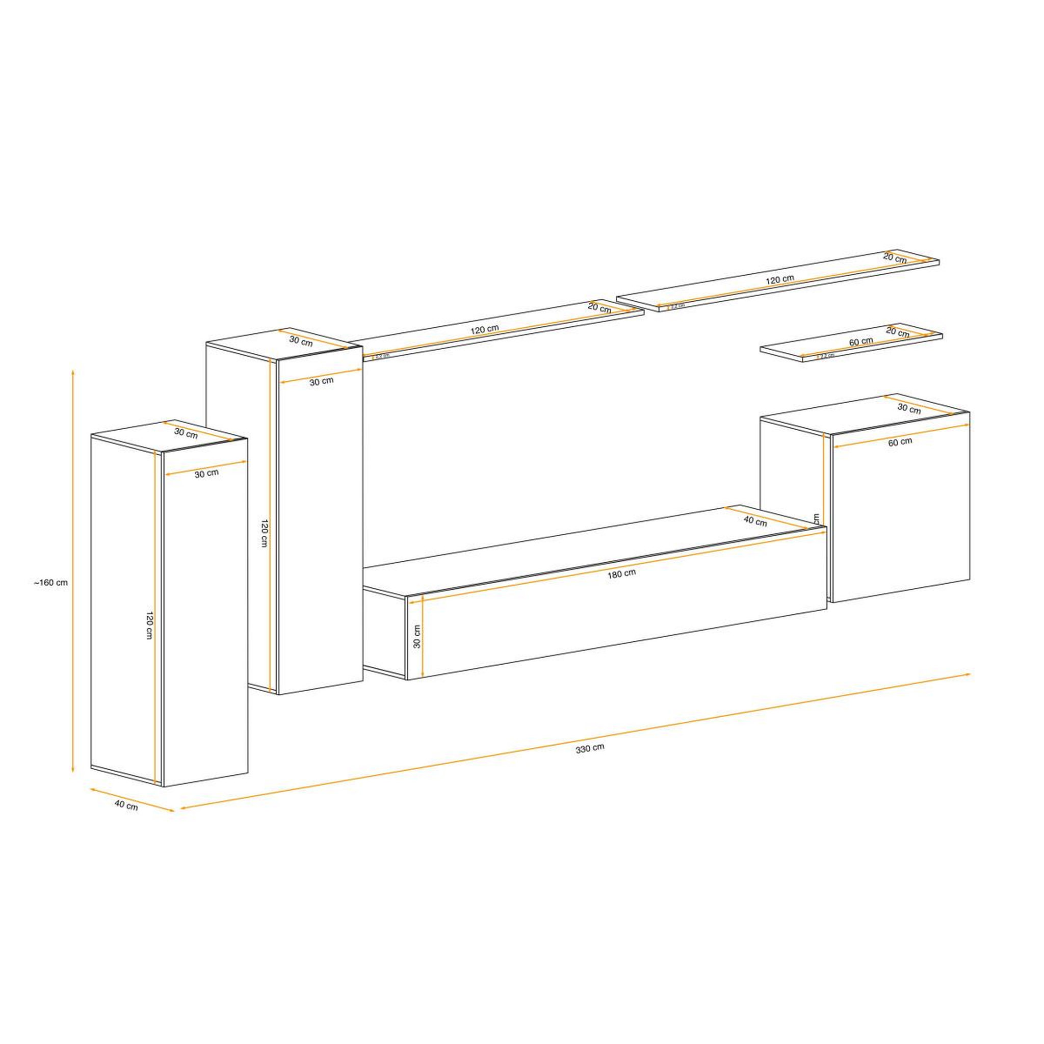 Voir la diapositive 3 : Paris Prix Meuble tv mural design  switch i  330cm naturel