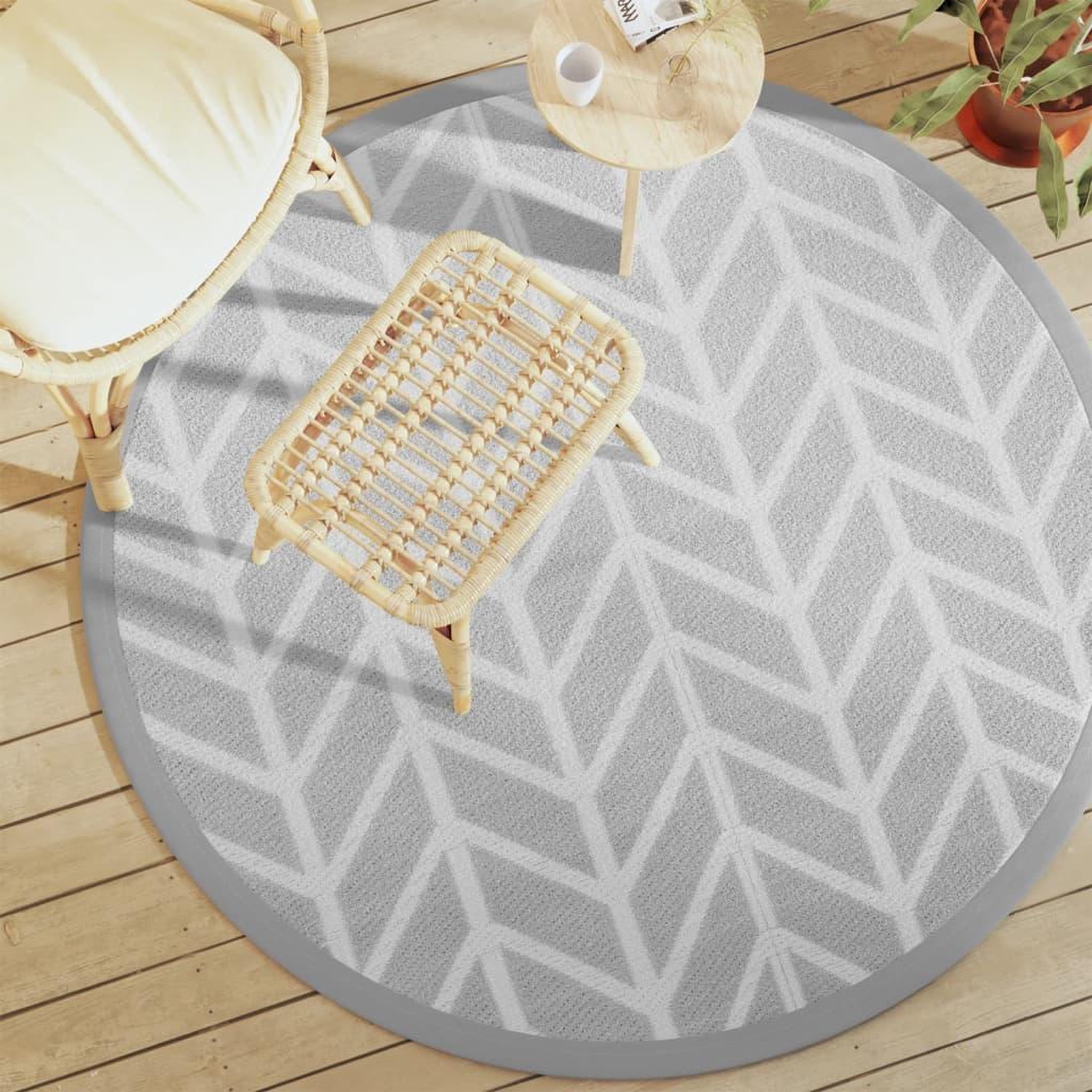 VIDAXL Tapis d'exterieur ARAKIL gris Ø160 cm PP
