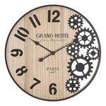 Paris Prix Horloge Murale Engrenage  Grand Hotel  60cm Naturel & Noir