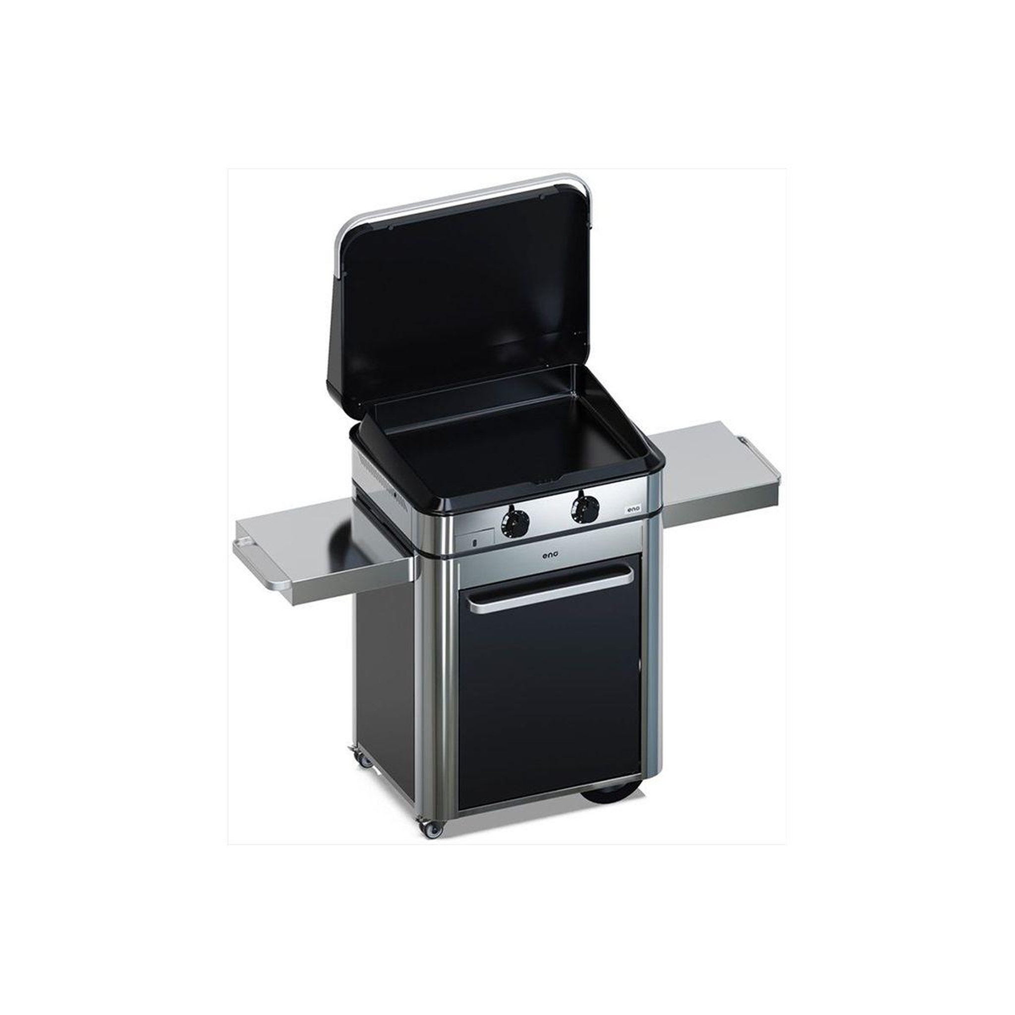 Eno Plancha gaz combo enosign 65 inox et noir sur chariot, 56x40 cm