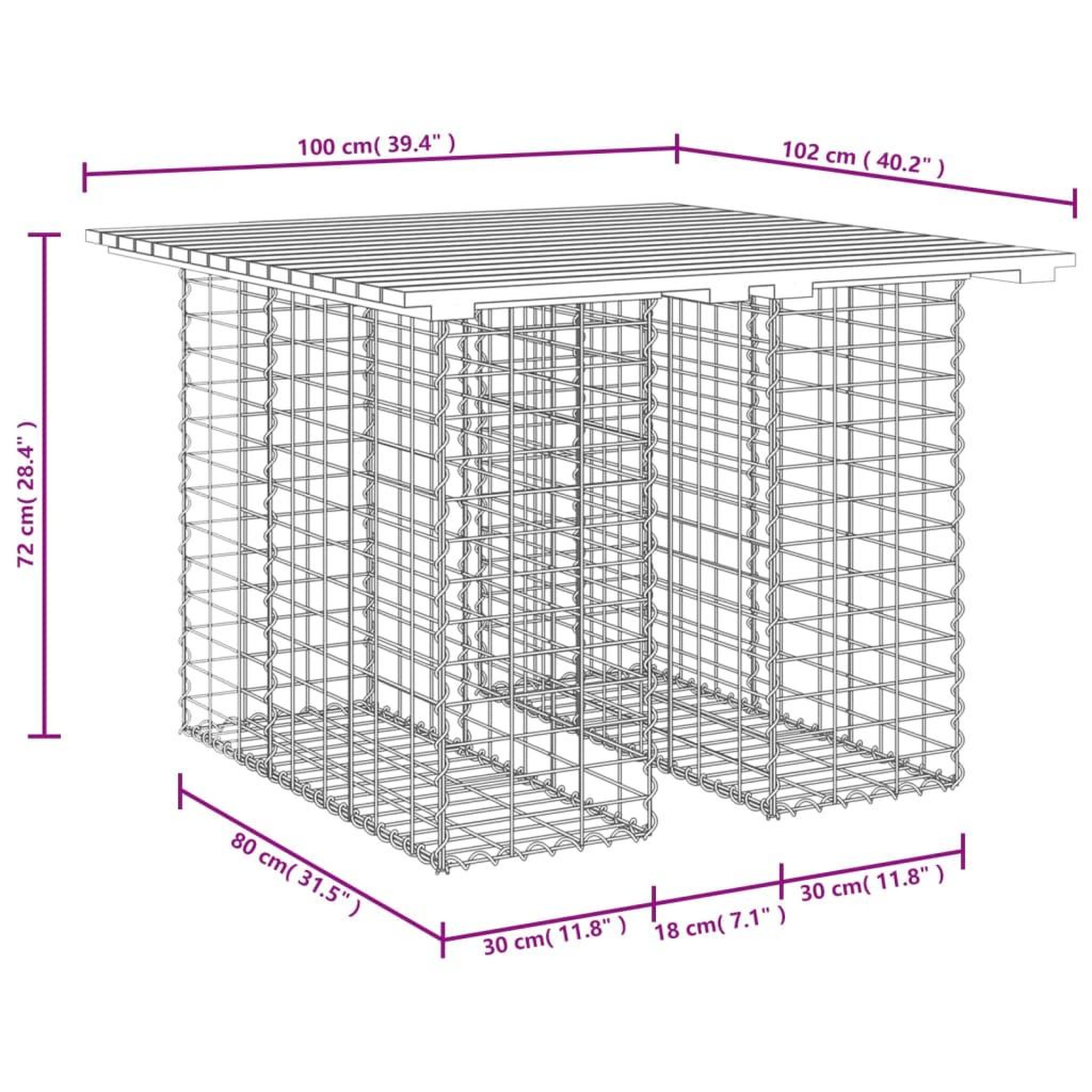 Voir la diapositive 6 : VIDAXL Banc de jardin design gabion 100x102x72 cm bois de pin impregne