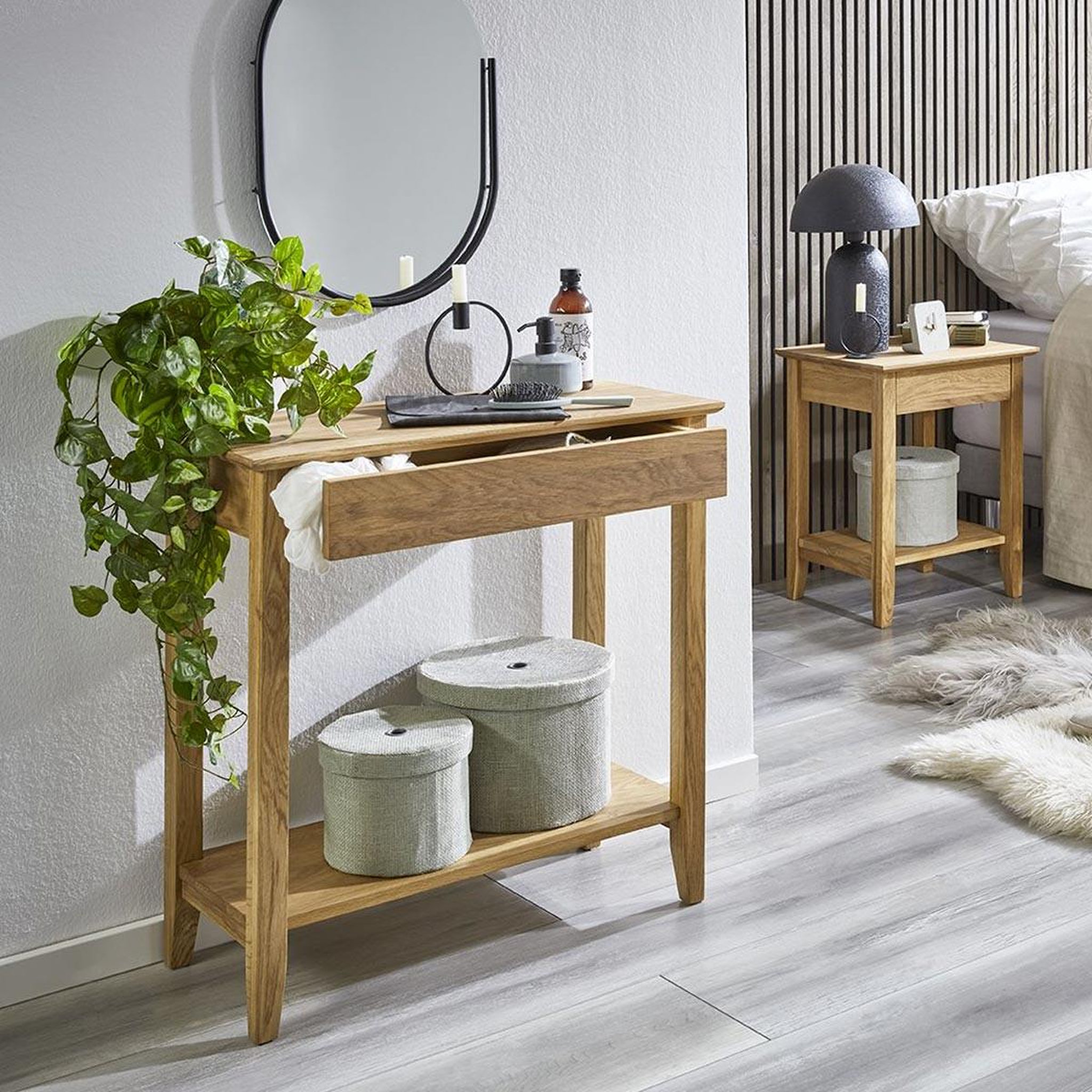 Voir la diapositive 5 : Paris Prix Console en bois avec tiroir  mani  75cm chêne