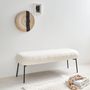 Voir la diapositive 2 : SWEEEK Banc, bout de lit avec revêtement bouclette, pieds en métal noir, L 120 x P 41 x H 42,5 cm