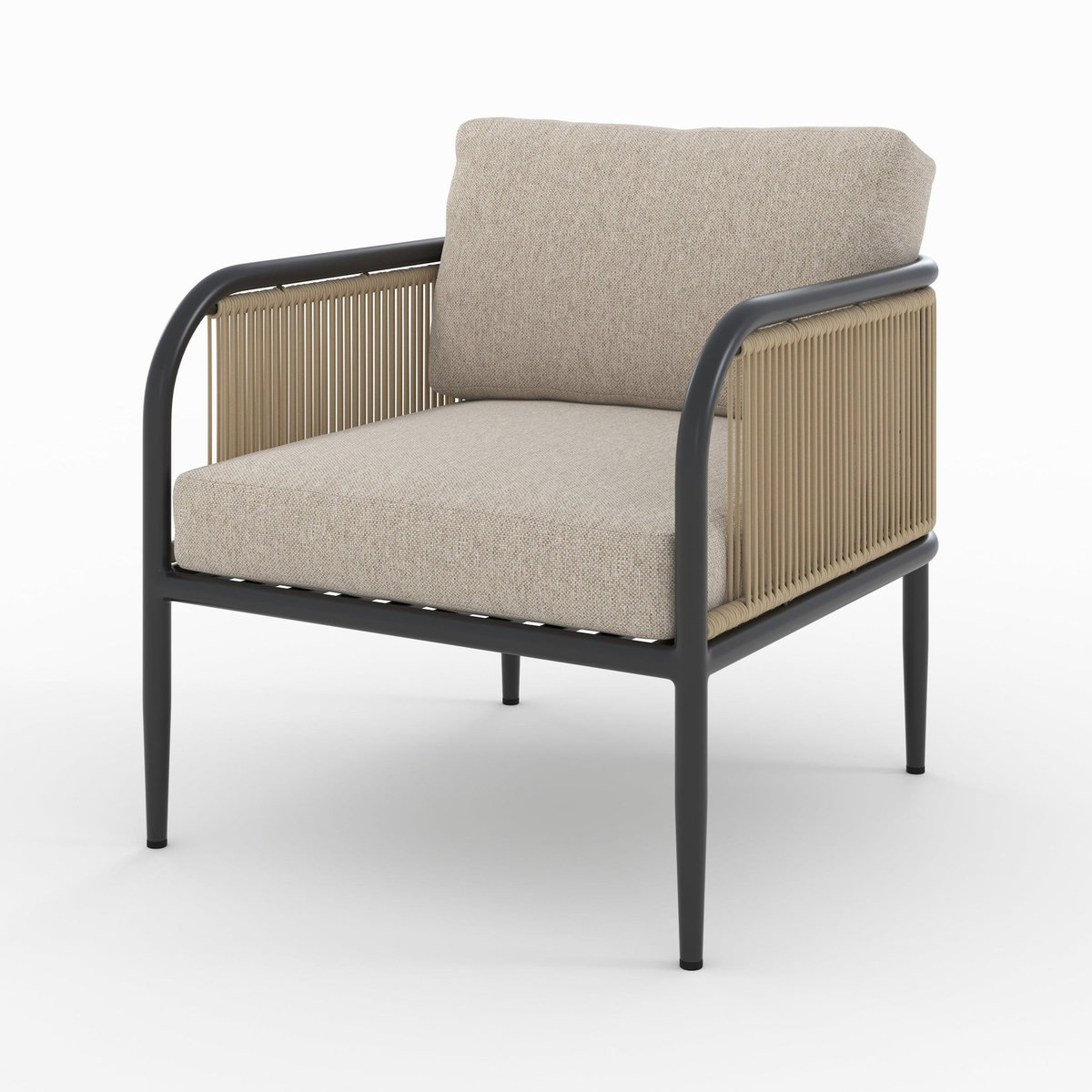 Rendez vous déco Fauteuil de jardin en métal et tissu beige-Wilo