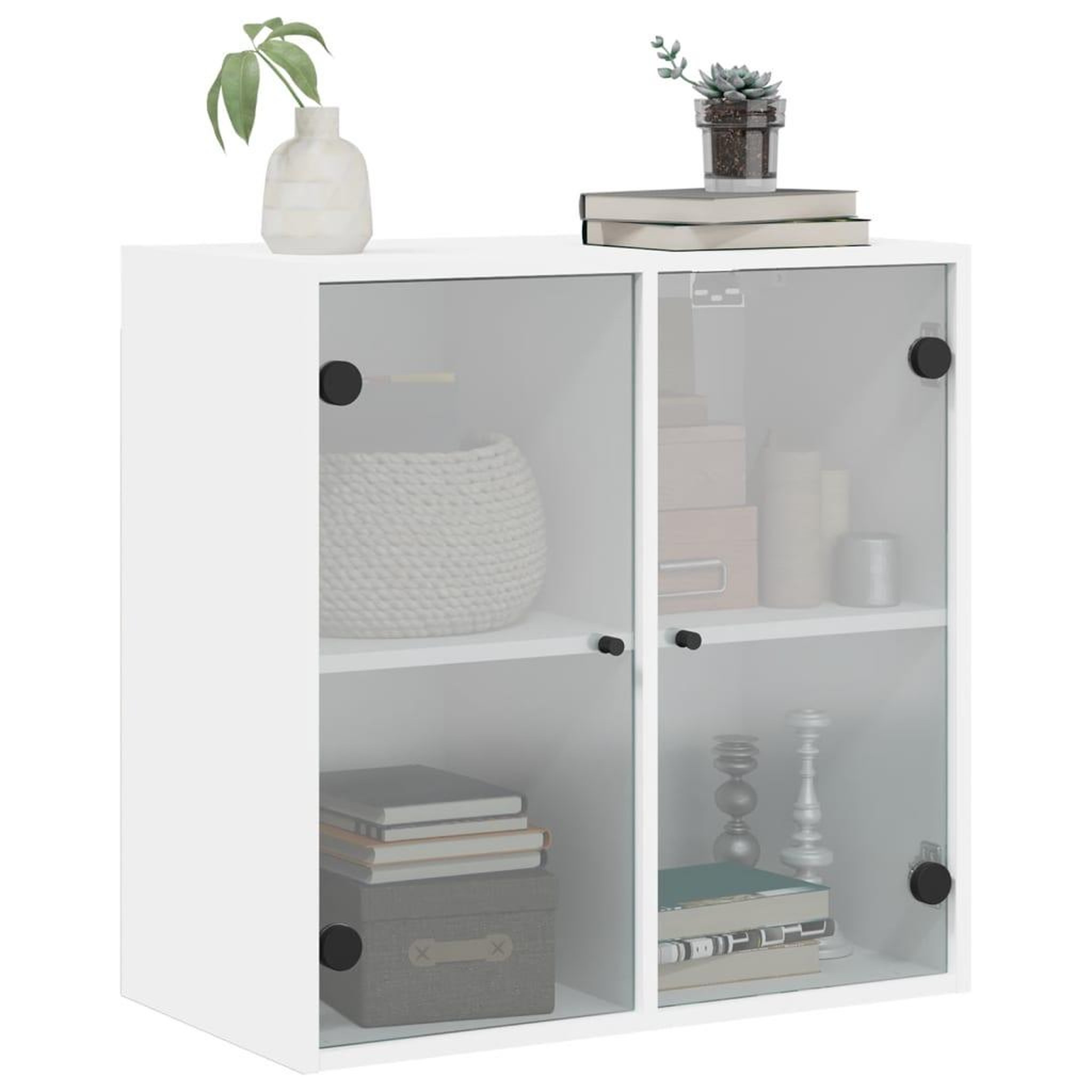 Voir la diapositive 4 : VIDAXL Armoire murale avec portes en verre blanc 68x37x68,5 cm
